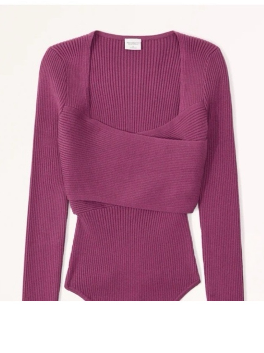 Abercrombie & Fitch Maroon Ribbed Long-Sleeve Sweater Bodysuit